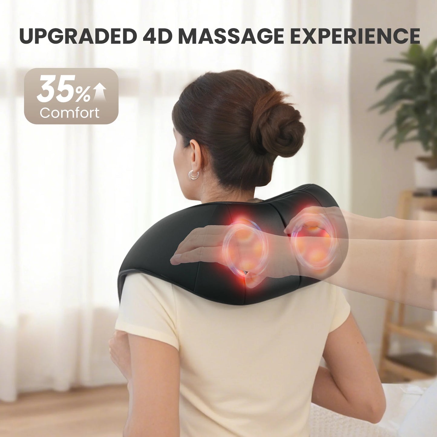Revitalize Your Relaxation: Cordless Neck & Back Massager with Heat - 4D Shiatsu Relief for Ultimate Comfort, Perfect Gift for Parents!