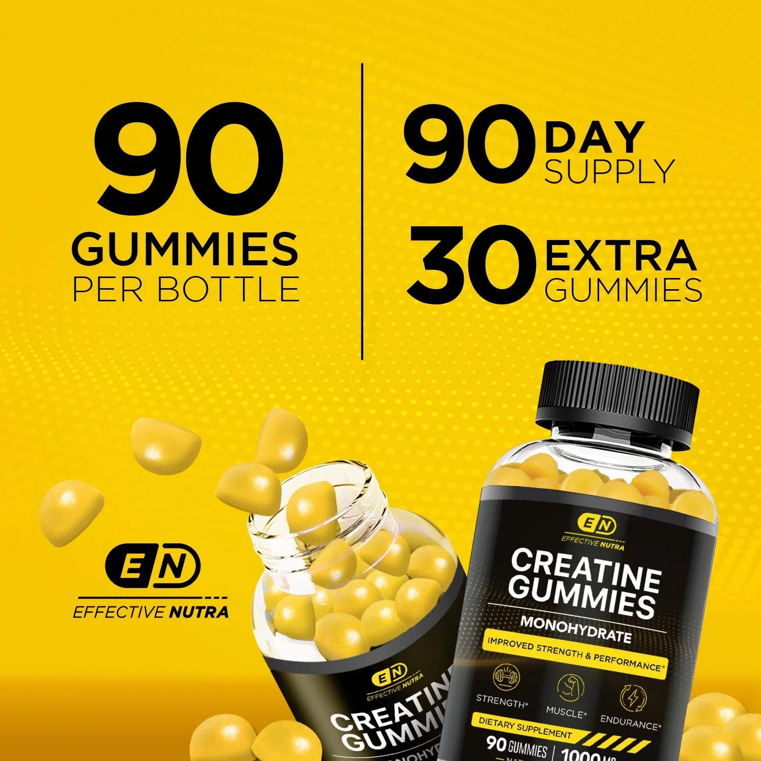 Boost Your Performance with Effective Nutra's Creatine Gummies - Natural Lemon Flavor for Energy & Strength (90 Count)