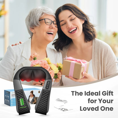 Revitalize Your Relaxation: Cordless Neck & Back Massager with Heat - 4D Shiatsu Relief for Ultimate Comfort, Perfect Gift for Parents!
