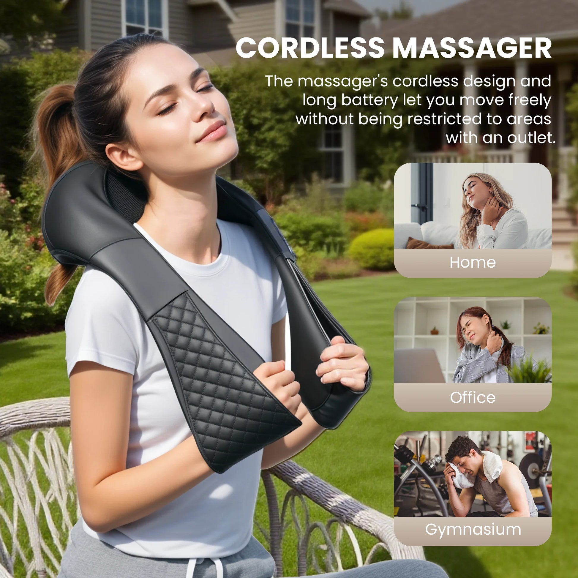 Revitalize Your Relaxation: Cordless Neck & Back Massager with Heat - 4D Shiatsu Relief for Ultimate Comfort, Perfect Gift for Parents!