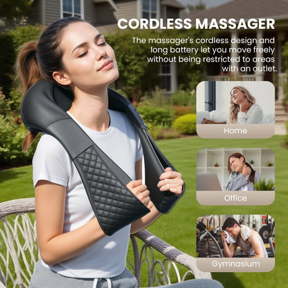 Revitalize Your Relaxation: Cordless Neck & Back Massager with Heat - 4D Shiatsu Relief for Ultimate Comfort, Perfect Gift for Parents!