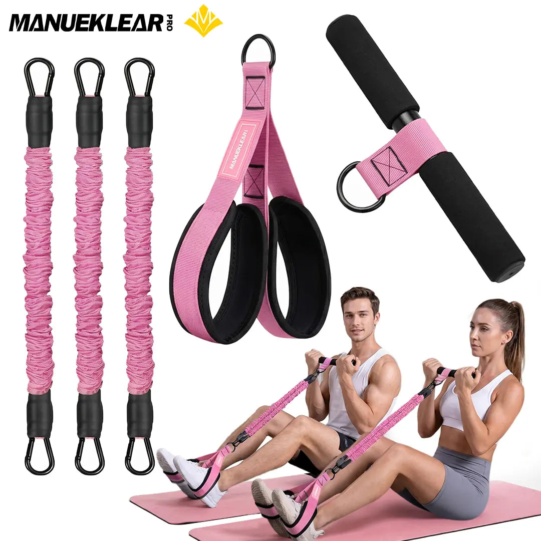 Elevate Your Workout with the MANUEKLEAR Upgraded Multifunctional 3-Tube Pedal Resistance Bands - Adjustable Tension Ropes for Total Body Training at Home