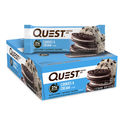 Indulge in Deliciousness: Quest Cookies & Cream Protein Bars - 21g Protein, 12 Count