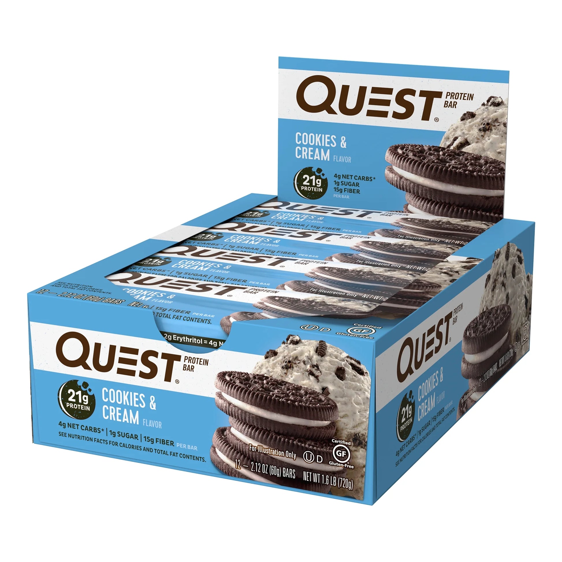 Indulge in Deliciousness: Quest Cookies & Cream Protein Bars - 21g Protein, 12 Count