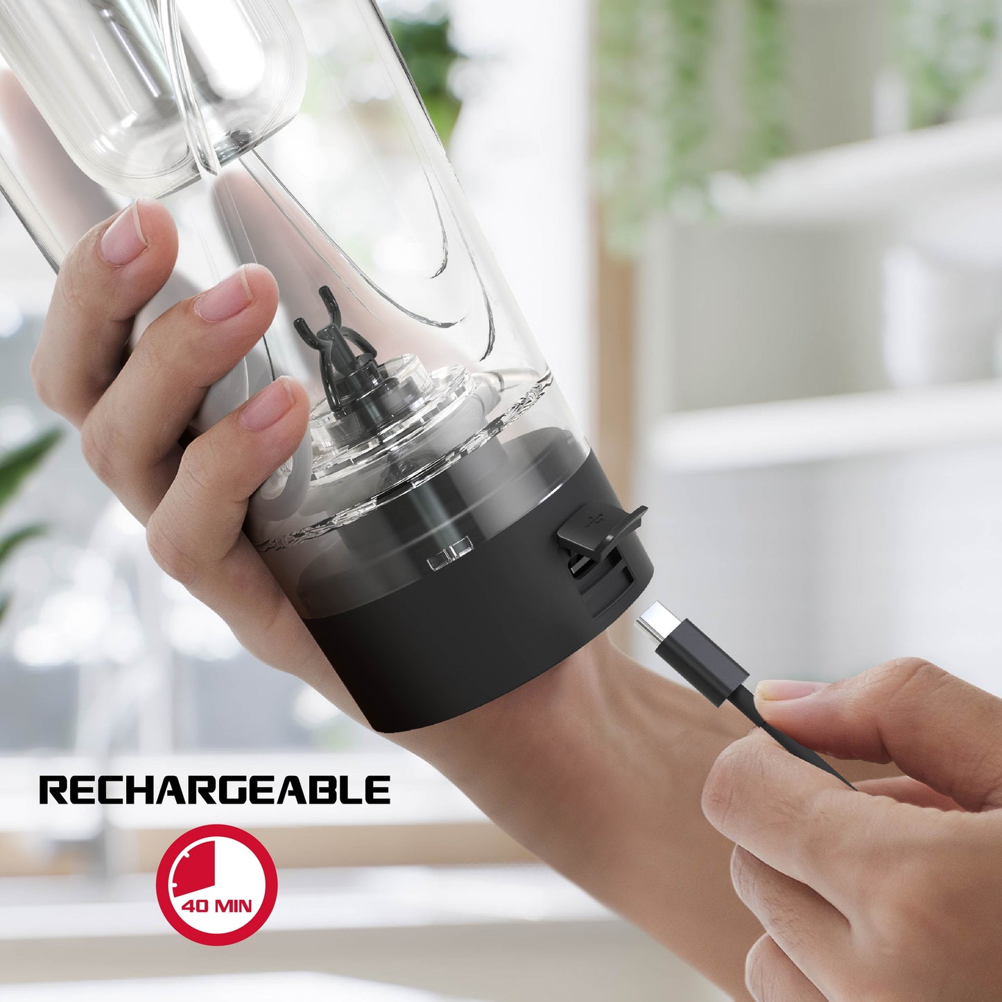 Elevate Your Hydration Game with the FitRx Sport Mixer Electric Shaker Bottle - 24oz Rechargeable Power in Sleek Black