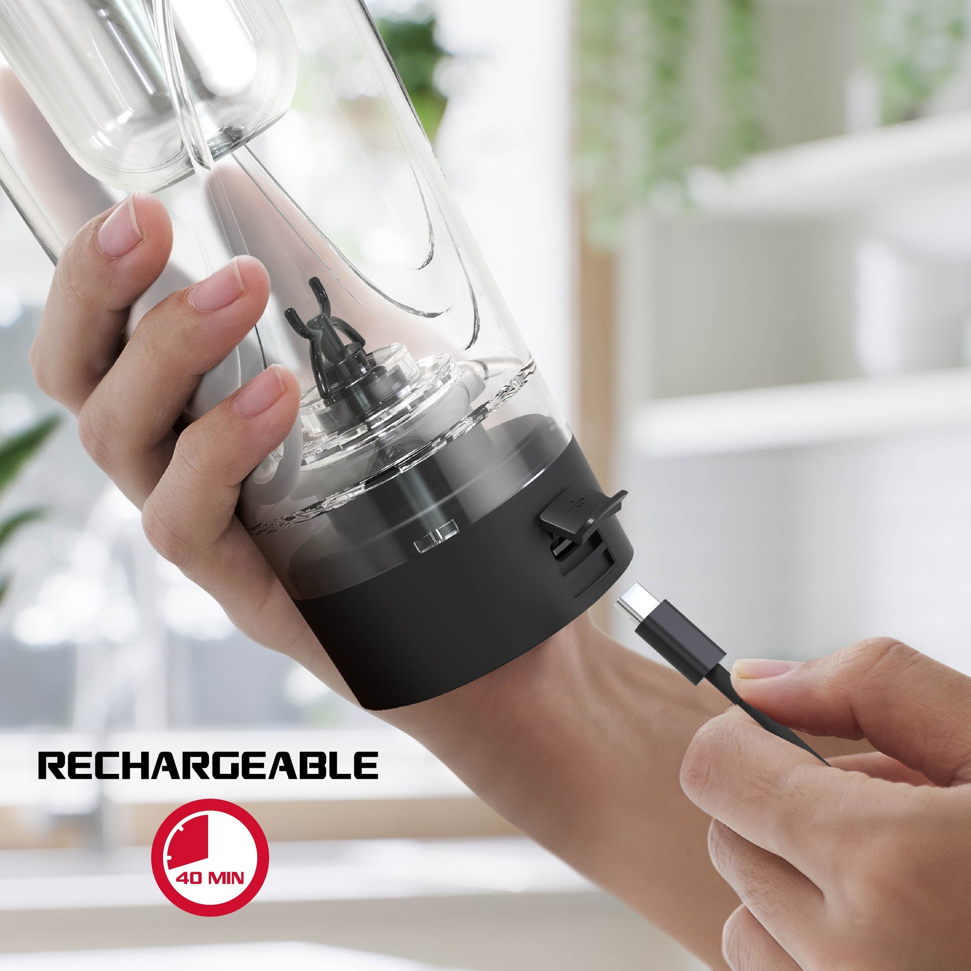 Elevate Your Hydration Game with the FitRx Sport Mixer Electric Shaker Bottle - 24oz Rechargeable Power in Sleek Black