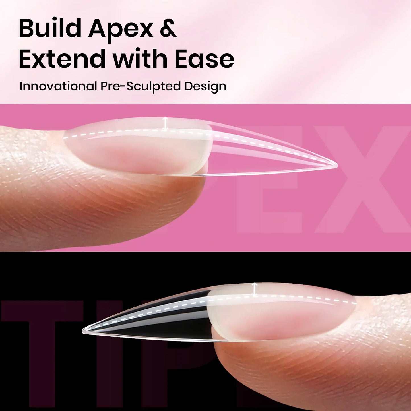 Transform Your Nails with the Beetles Tipex Lite Instant Apex Nail Tips Kit – 192 Full Cover Clear Nails, Mini UV Lamp, and All Essentials Included!