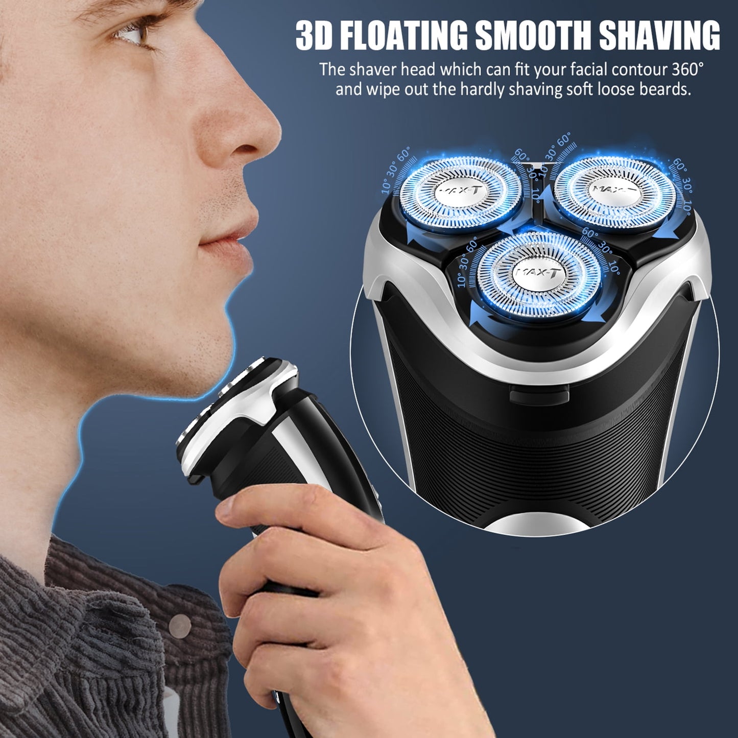 Revolutionary Electric Razor for Men - Fast USB-C Charging, Waterproof Design, Pop-Up Beard Trimmer, and 3D Floating Head for Ultimate Grooming Experience
