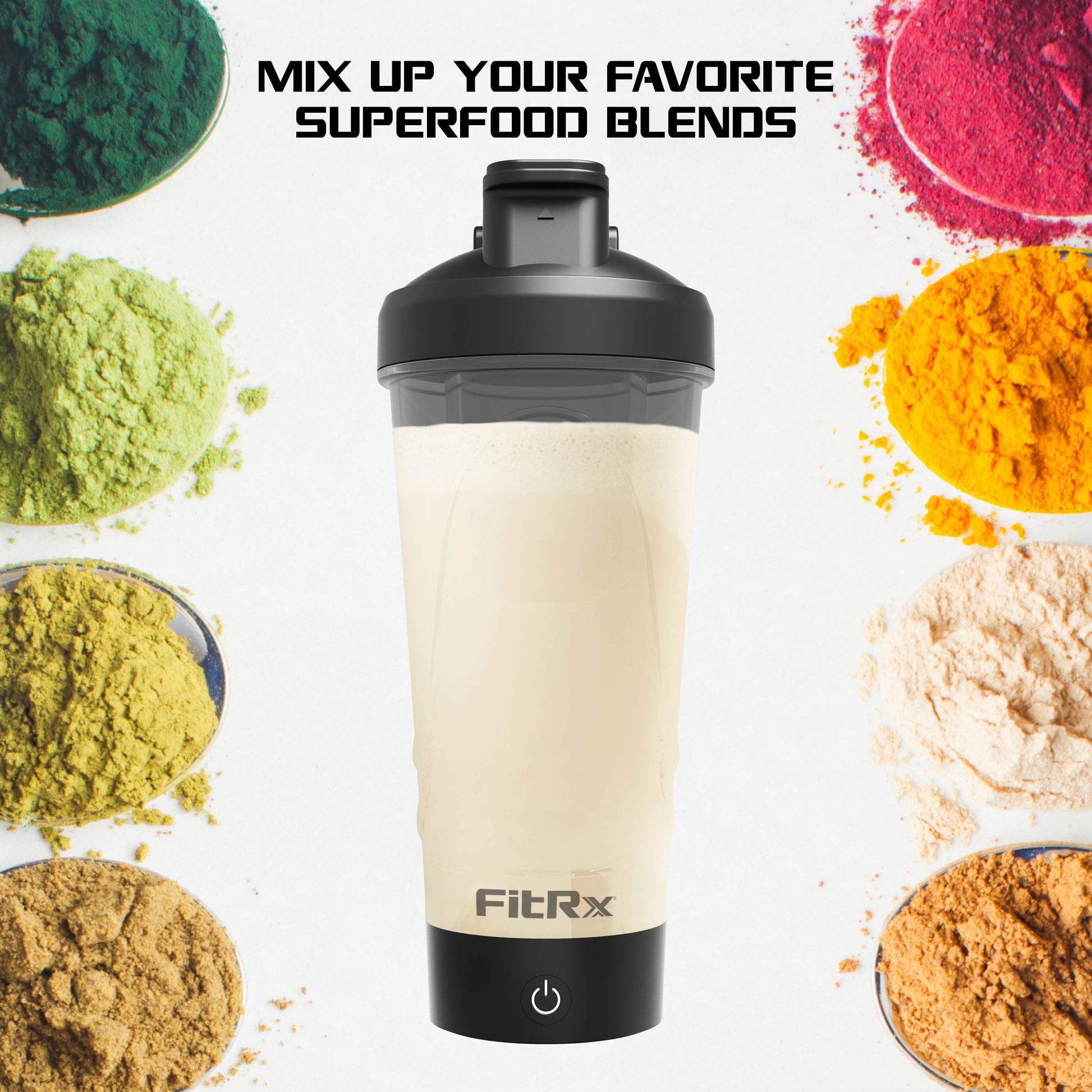 Elevate Your Hydration Game with the FitRx Sport Mixer Electric Shaker Bottle - 24oz Rechargeable Power in Sleek Black