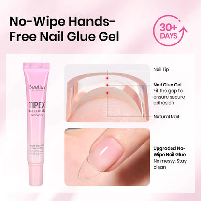 Transform Your Nails with the Beetles Tipex Lite Instant Apex Nail Tips Kit – 192 Full Cover Clear Nails, Mini UV Lamp, and All Essentials Included!
