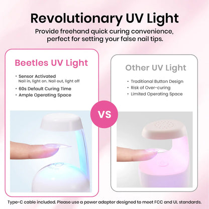 Transform Your Nails with the Beetles Tipex Lite Instant Apex Nail Tips Kit – 192 Full Cover Clear Nails, Mini UV Lamp, and All Essentials Included!