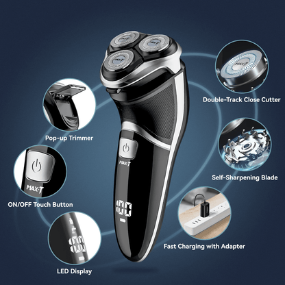 Revolutionary Electric Razor for Men - Fast USB-C Charging, Waterproof Design, Pop-Up Beard Trimmer, and 3D Floating Head for Ultimate Grooming Experience