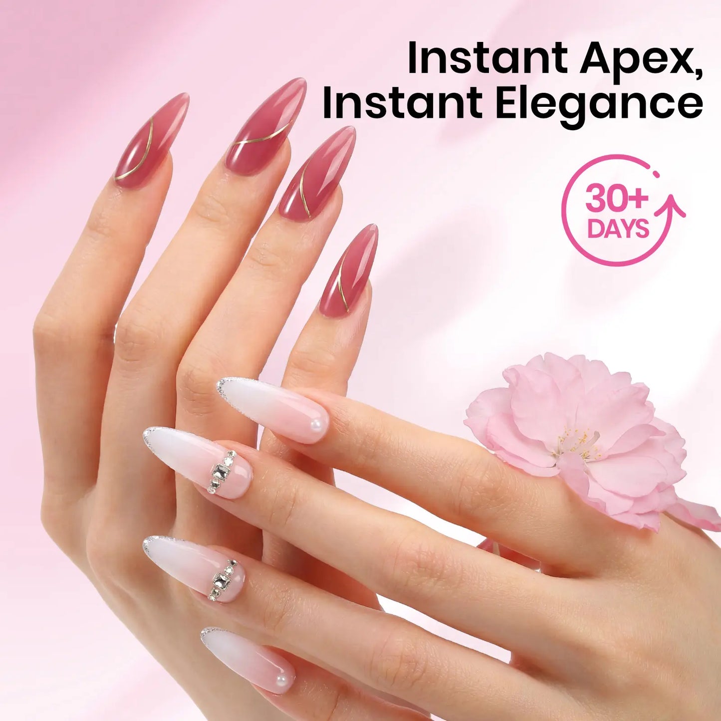 Transform Your Nails with the Beetles Tipex Lite Instant Apex Nail Tips Kit – 192 Full Cover Clear Nails, Mini UV Lamp, and All Essentials Included!