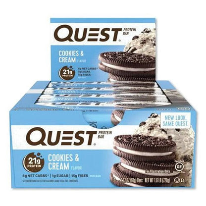 Indulge in Deliciousness: Quest Cookies & Cream Protein Bars - 21g Protein, 12 Count