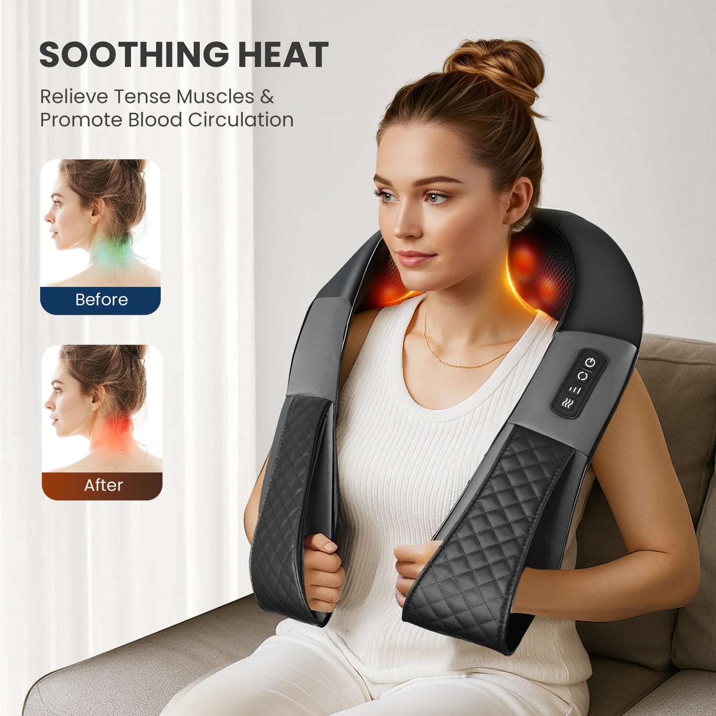 Revitalize Your Relaxation: Cordless Neck & Back Massager with Heat - 4D Shiatsu Relief for Ultimate Comfort, Perfect Gift for Parents!