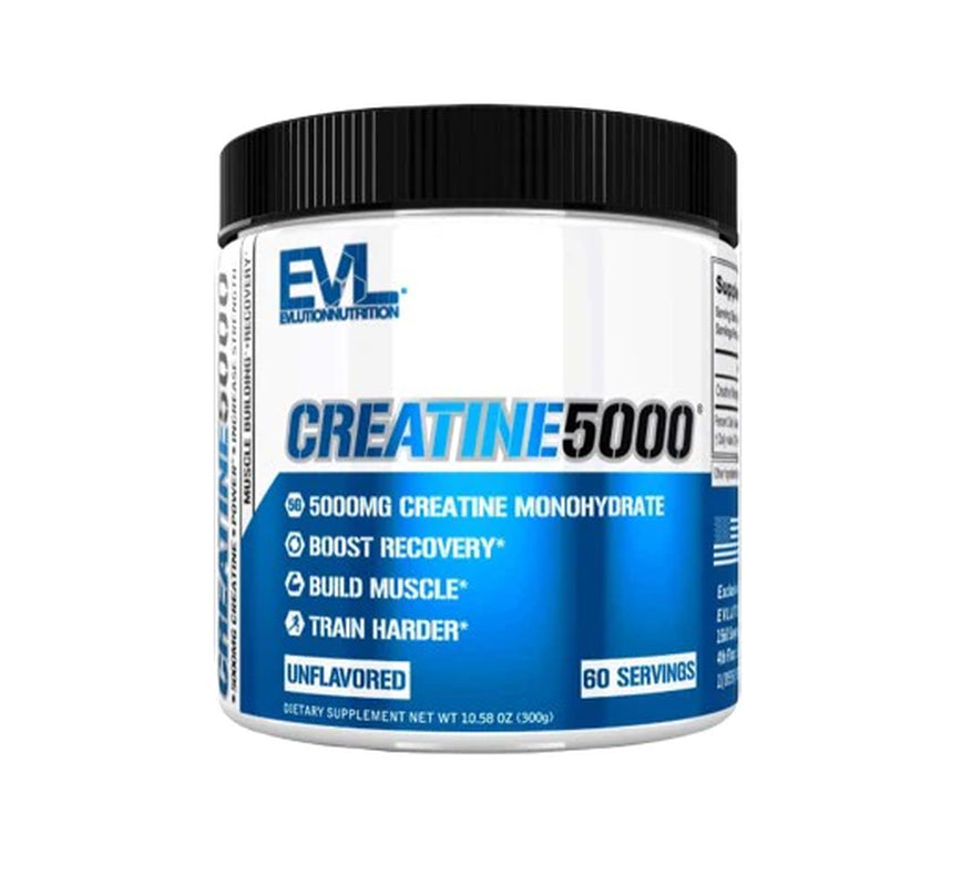 Unleash Your Potential with Evlution Nutrition Creatine 5000 - 5000mg Pure Creatine Monohydrate for Enhanced Recovery, Lean Muscle Growth & Performance - 60 Servings of Unflavored Power!