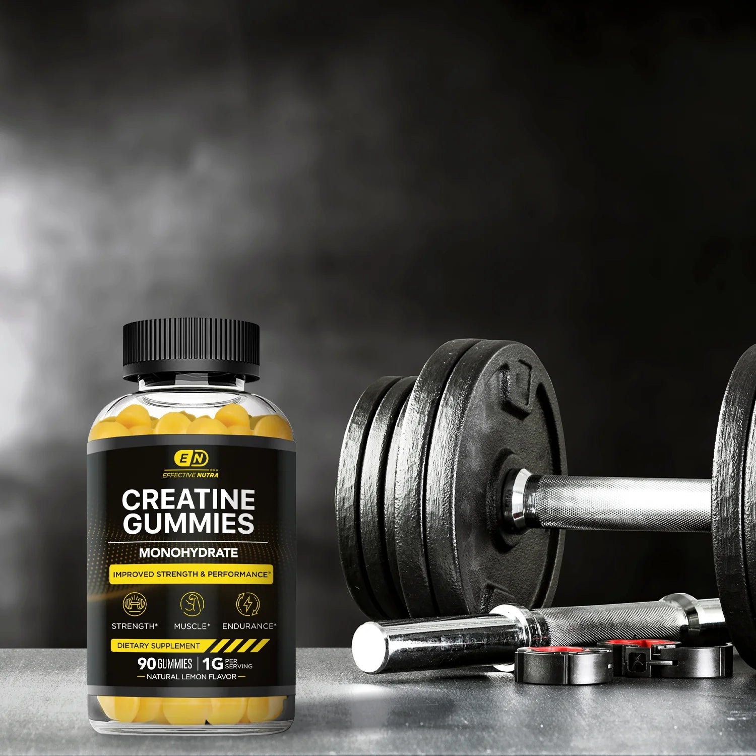 Boost Your Performance with Effective Nutra's Creatine Gummies - Natural Lemon Flavor for Energy & Strength (90 Count)