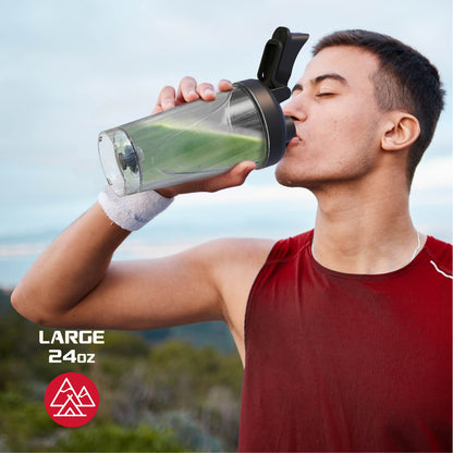 Elevate Your Hydration Game with the FitRx Sport Mixer Electric Shaker Bottle - 24oz Rechargeable Power in Sleek Black
