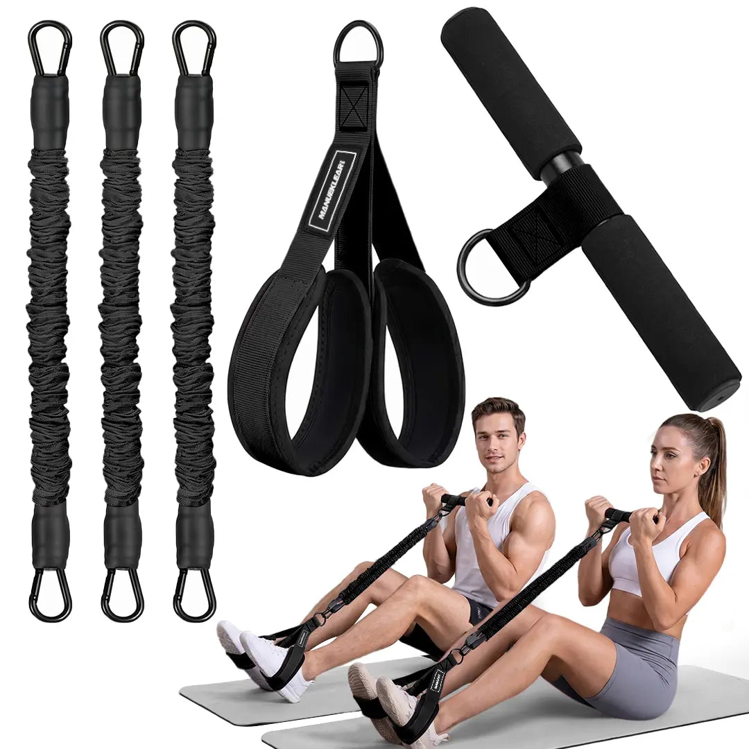 Elevate Your Workout with the MANUEKLEAR Upgraded Multifunctional 3-Tube Pedal Resistance Bands - Adjustable Tension Ropes for Total Body Training at Home