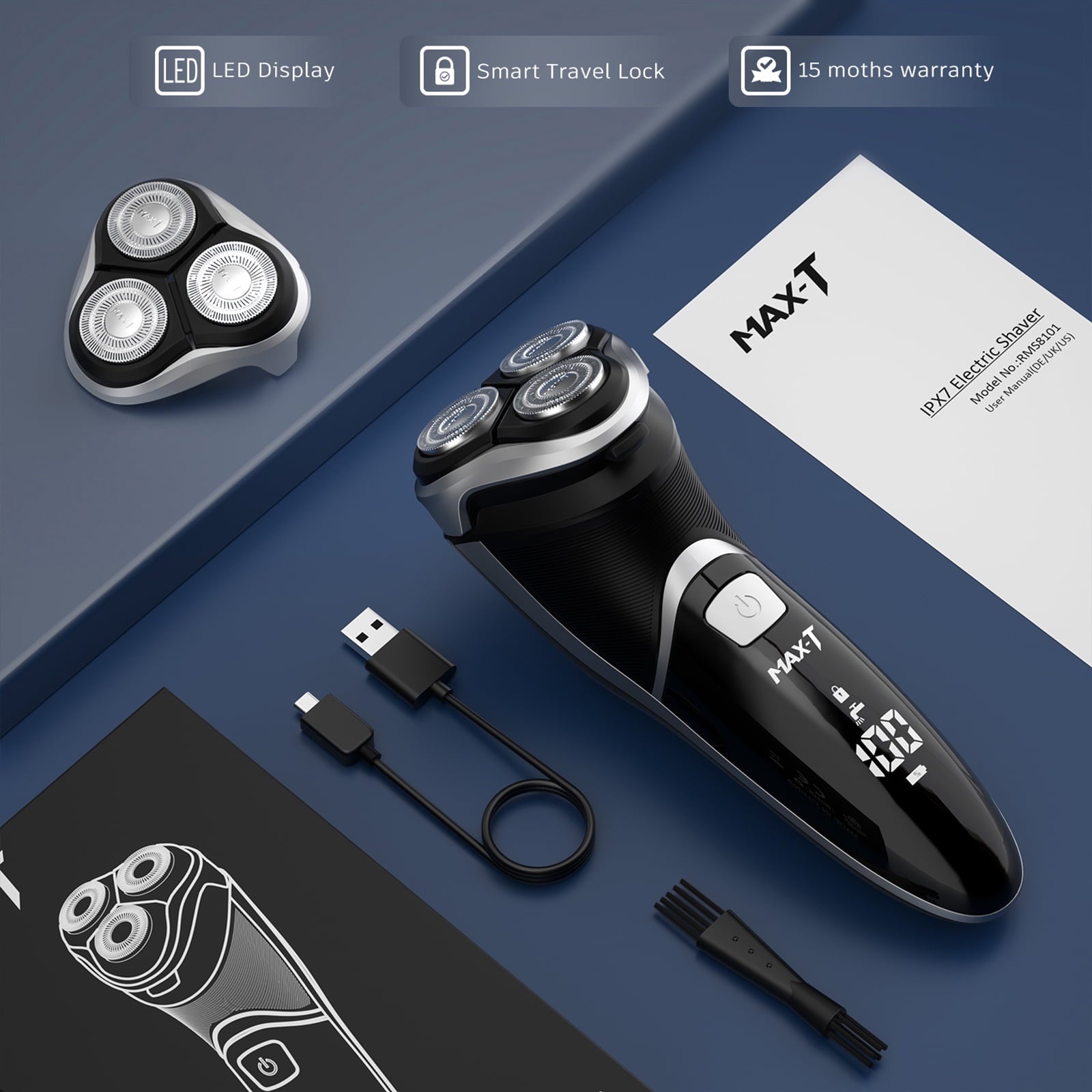 Revolutionary Electric Razor for Men - Fast USB-C Charging, Waterproof Design, Pop-Up Beard Trimmer, and 3D Floating Head for Ultimate Grooming Experience