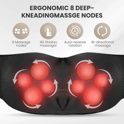 Revitalize Your Relaxation: Cordless Neck & Back Massager with Heat - 4D Shiatsu Relief for Ultimate Comfort, Perfect Gift for Parents!