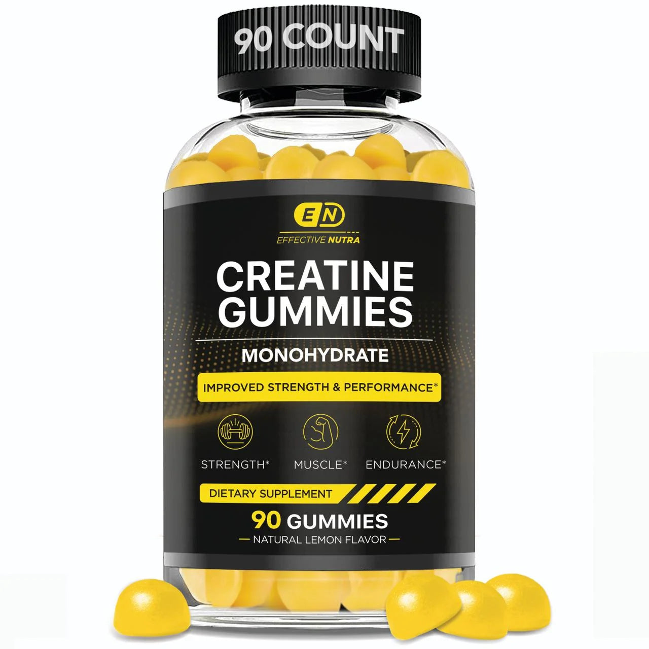 Boost Your Performance with Effective Nutra's Creatine Gummies - Natural Lemon Flavor for Energy & Strength (90 Count)