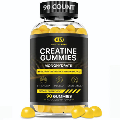 Boost Your Performance with Effective Nutra's Creatine Gummies - Natural Lemon Flavor for Energy & Strength (90 Count)